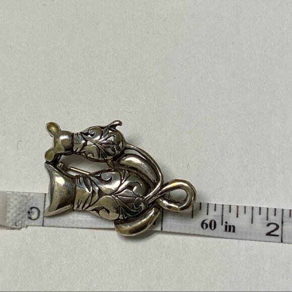JEZLAINE BROOCH CAT MOUSE STERLING SILVER 925 PIN SIGNED 6.5 g - Picture 4 of 8